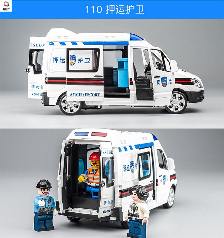 仿真救护车警车奔驰120回力车合金汽车模型男孩儿童玩具车大号120救护
