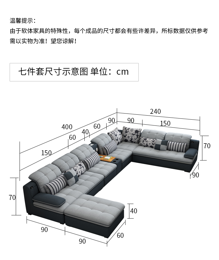 简约现代小户型转角可拆洗布沙发客厅整装乳胶组合 双位 右贵妃海绵版