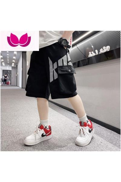 七斓男童夏季2022新款运动短裤中大童五分裤潮牌黑色中裤韩版儿童夏装