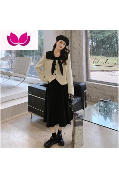 七斓法式小香风套装裙女2023新款一整套茶系名媛复古小洋装套