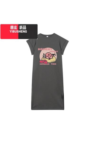 YIBUSHENGLAN DIAO黑色可爱小个子连衣裙女2024新款季飞飞袖T恤裙中长款