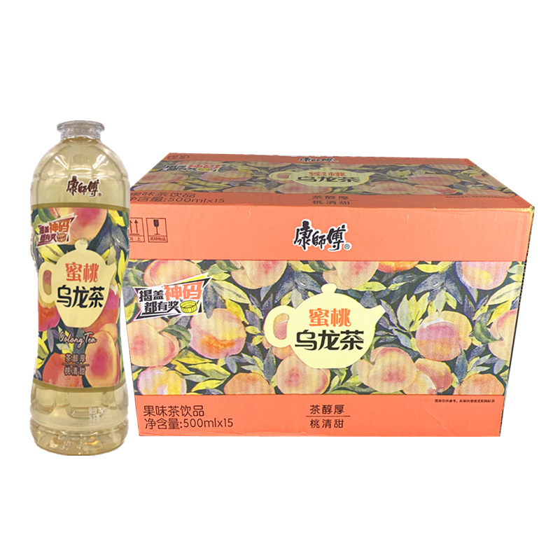 康师傅饮料蜜桃乌龙冰茶500mlx15瓶整箱冰红茶冰糖雪梨茶饮品