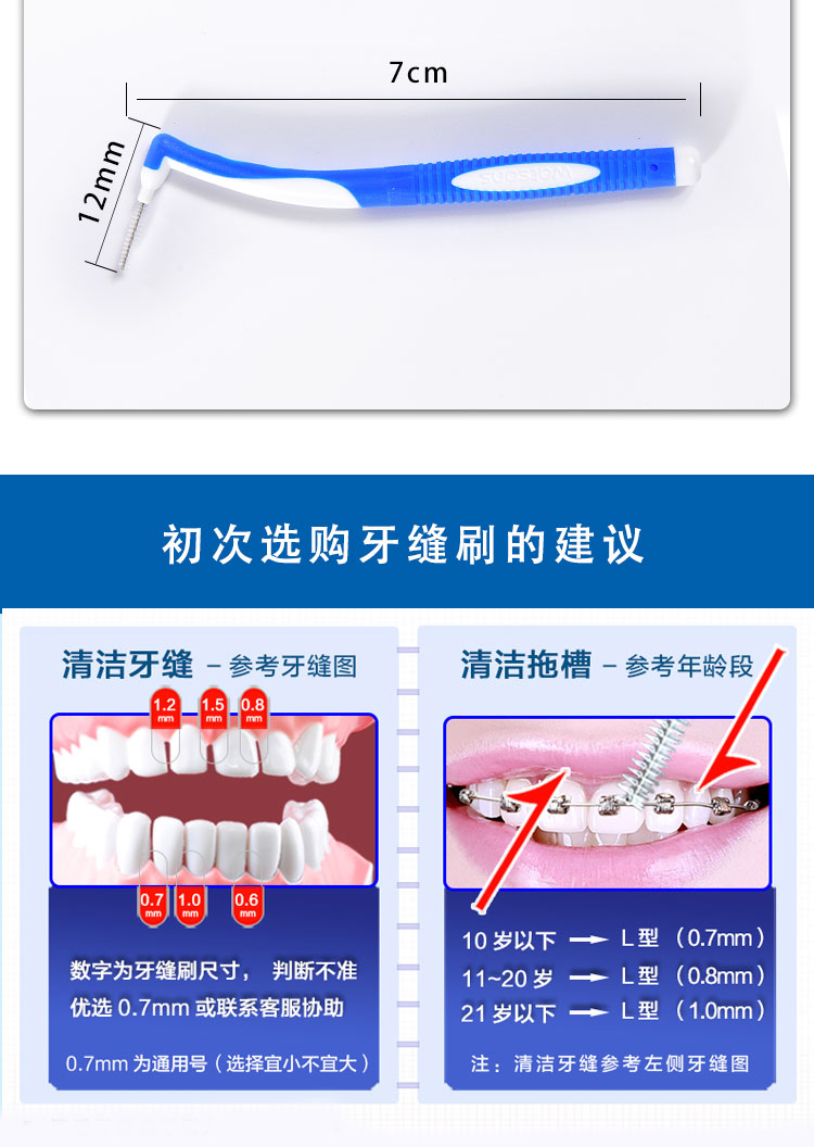 【苏宁优选】新款屈臣氏l型弯头牙缝刷香港进口牙间刷齿间刷牙线棒