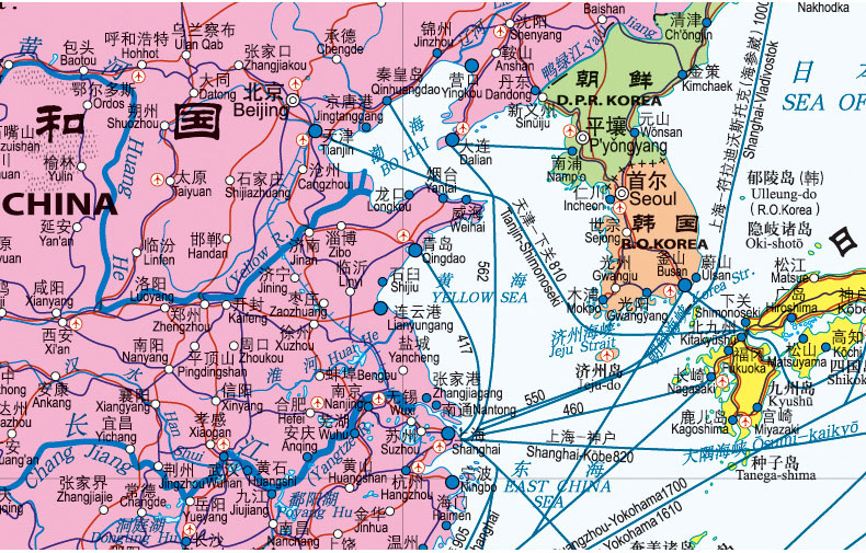 [友一个正版]领航版 2021年新版 世界海运交通图地图 2.2x1.