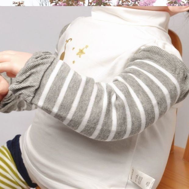 2019婴儿睡觉护手臂套长款袖套可爱韩式幼儿短袖加厚男女童防冻 灰色