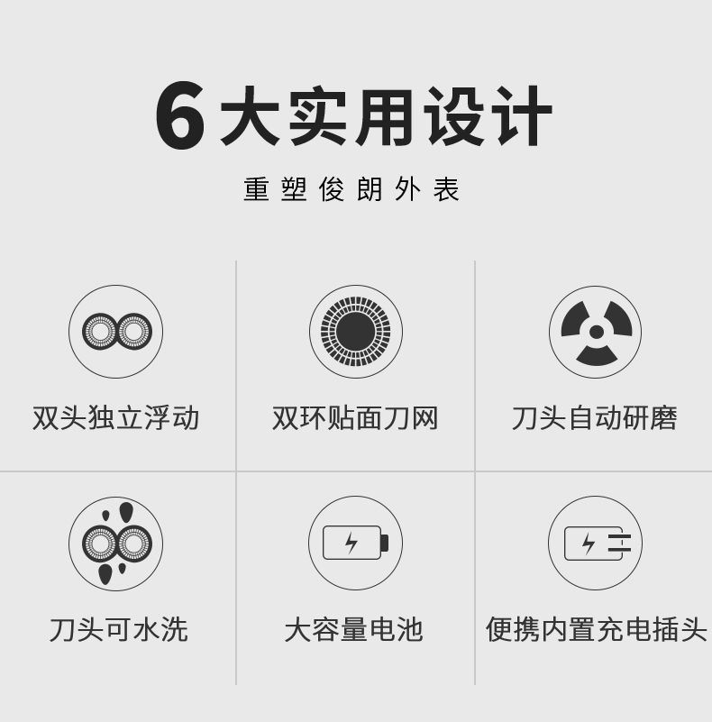 飞科博锐ps185送鼻毛器飞科博锐剃须刀迷你刮胡刀男电动胡须刀充电式
