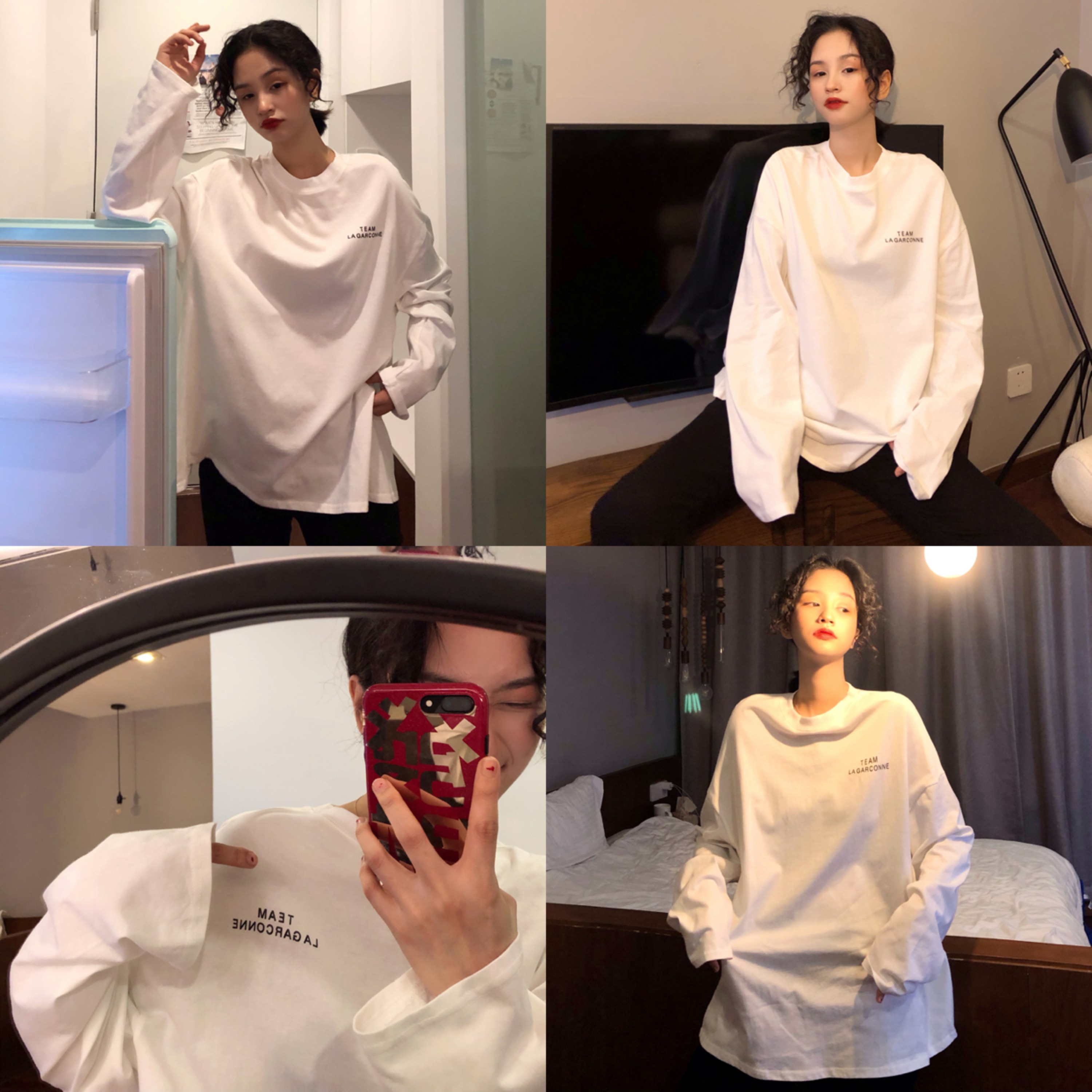 卡汐沐女士t恤 春秋韩版ins原宿港风打底衫女简约字母
