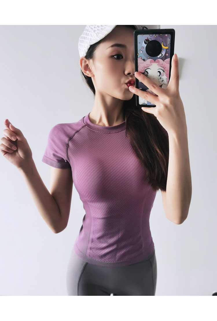 健身女孩显瘦紧身速干t恤衫弹力跑步瑜伽服运动短袖网红上透气