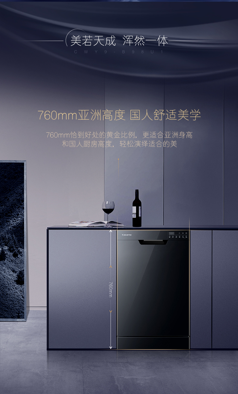 自营超级新品 卡萨帝亚式洗碗机cwy9-b98u1(黑)