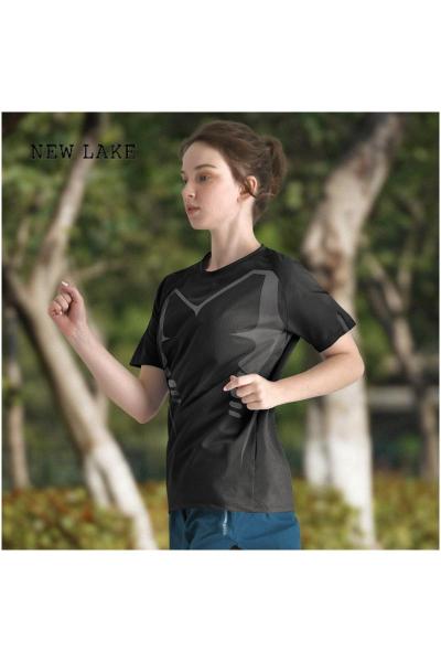 NEW LAKE速干衣女夏季跑步运动宽松显瘦健身瑜伽服上衣登山短袖t恤训练