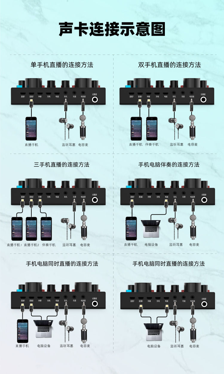 金麦科直播声卡套装无线话筒唱吧麦克风k歌神器变声器卡拉ok话筒直播