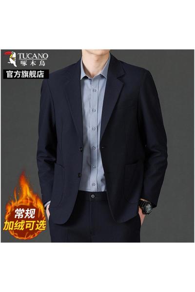 啄木鸟西服套装男士冬装结婚礼服2025秋冬新款加绒加厚西装外套K