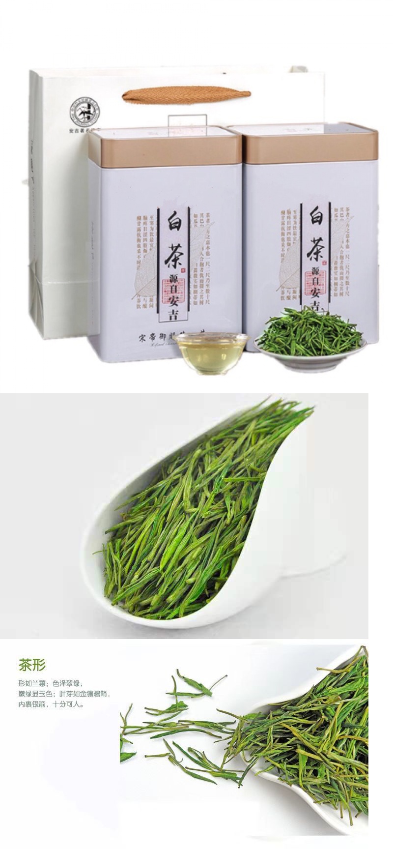 珍稀白茶安吉特产珍稀白茶绿茶茶叶灌装白茶茶叶 250g罐装无