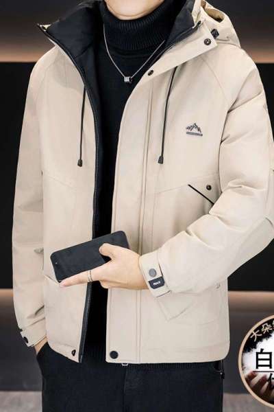 花花公子新款高品质冬季新款户外防寒服三防连帽加绒加厚羽绒服男装夹克外套
