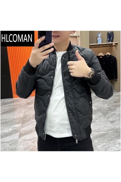 HLCOMAN时尚短款轻薄棉服外套男青年潮流修身百搭棒球领夹克棉衣服