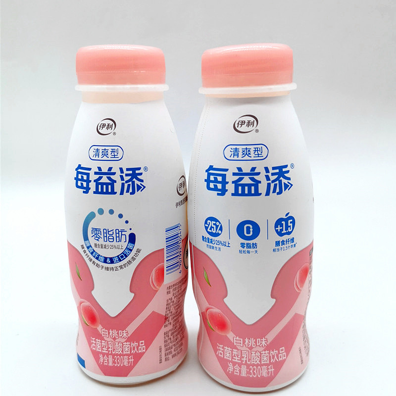 伊利每益添活菌型乳酸菌饮品原味白桃味清爽型减糖小白乳