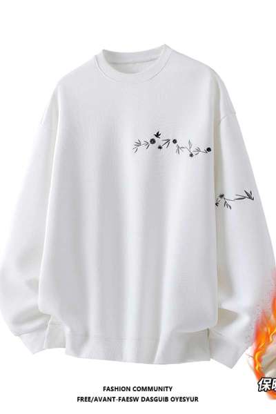 花花公子新款高品质MP&潮牌重磅圆领加绒卫衣男秋冬套头长袖上衣