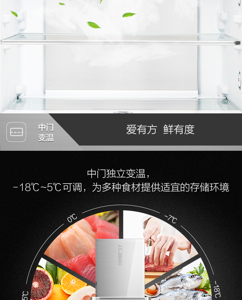 【苏宁专供】美的冰箱BCD-261WTGPM冰川银