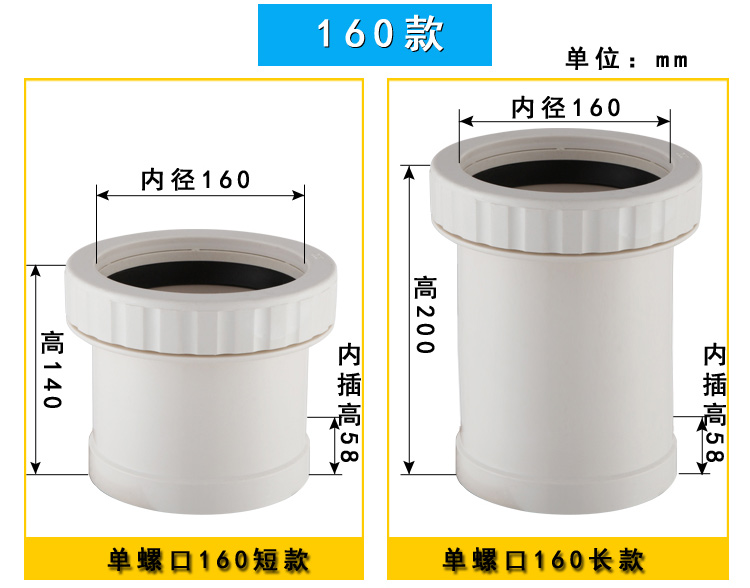 定做50/75/110/160pvc下排水管加长伸缩节直接无台阶快速抢修接头配件