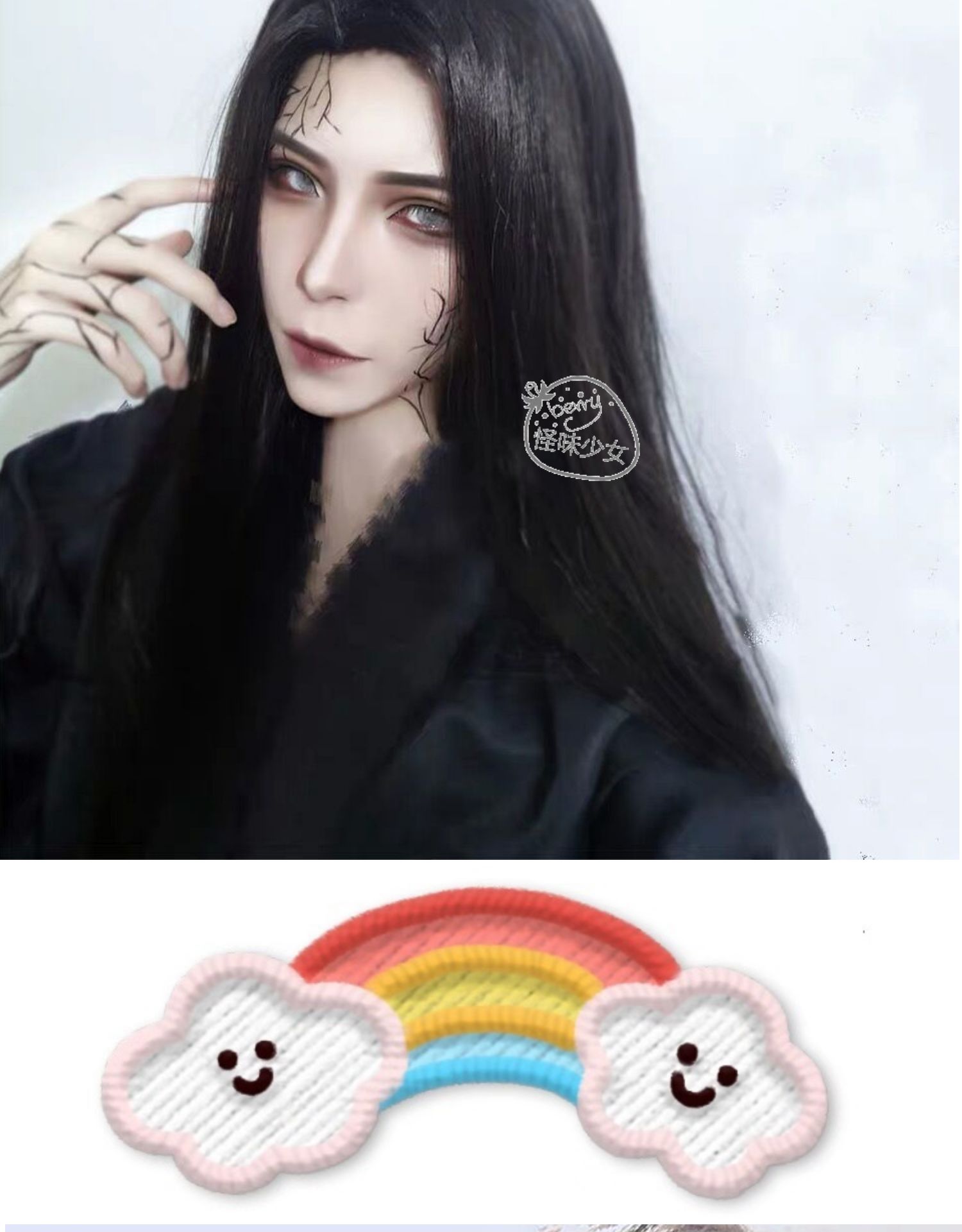 cosplay古风男妆容,cosplay古装男 汉服假发男cos古风奶奶灰古装型中分长直发气质修脸自然全头套式 你