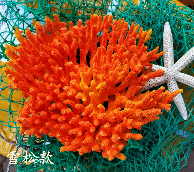天然珊瑚骨鱼缸水族箱布景造型装饰摆件摄影装潢咨询定制 黄色花朵15