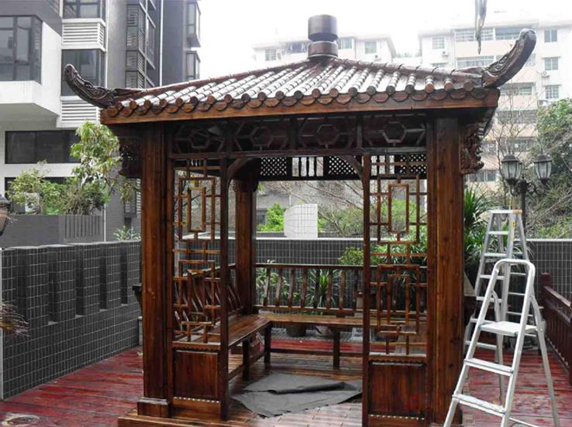 碳化简约庭院花园木屋凉亭闪电客户外亭子八角六角凉亭仿古