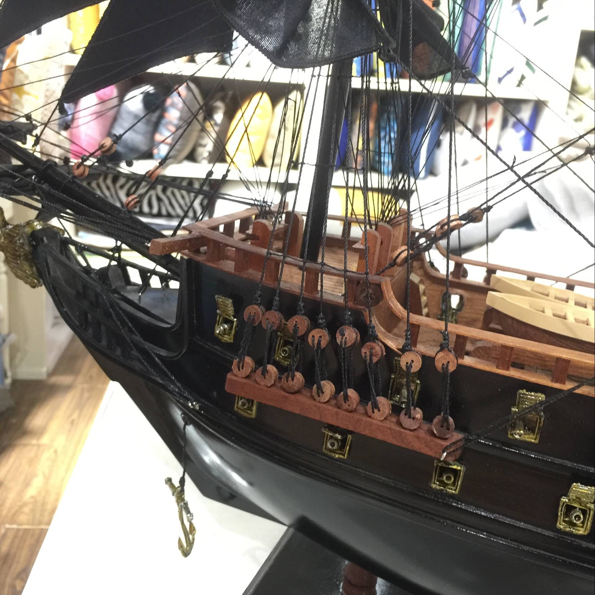 黑珍珠号加勒比海盗船模型工艺船仿真木船实木质帆船复古摆件礼品