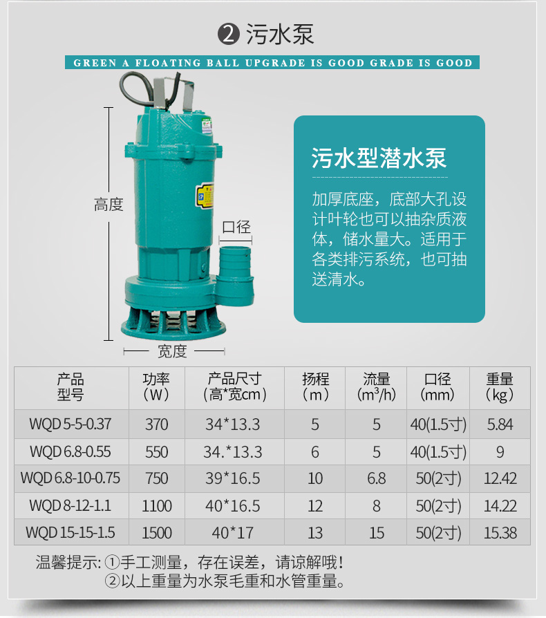 定做 潜水泵家用抽水220v高扬程泥浆抽水机泵小型化粪池抽粪排污水泵