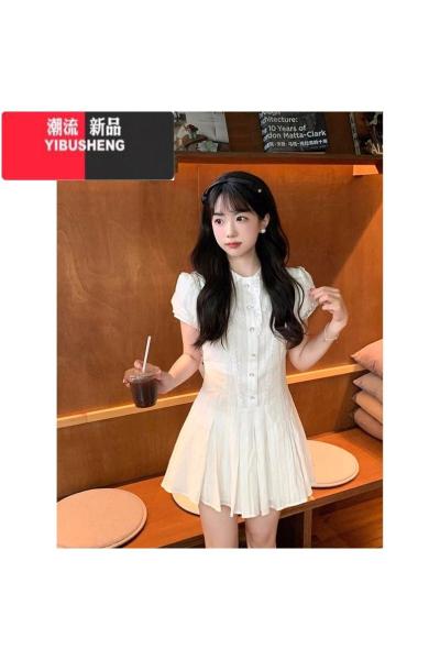 YIBUSHENG法式绝美气质看连衣裙女新款小个子收腰遮肚子显瘦初恋短裙