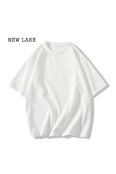 NEW LAKE纯棉白色短袖t恤女夏季2024新款基础款休闲宽松半截袖体恤衫上衣