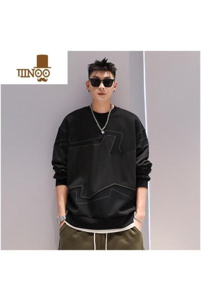 YANXU有术兔子撞色圆领卫衣情侣秋季新款韩版ins休闲慵懒风大码外套男