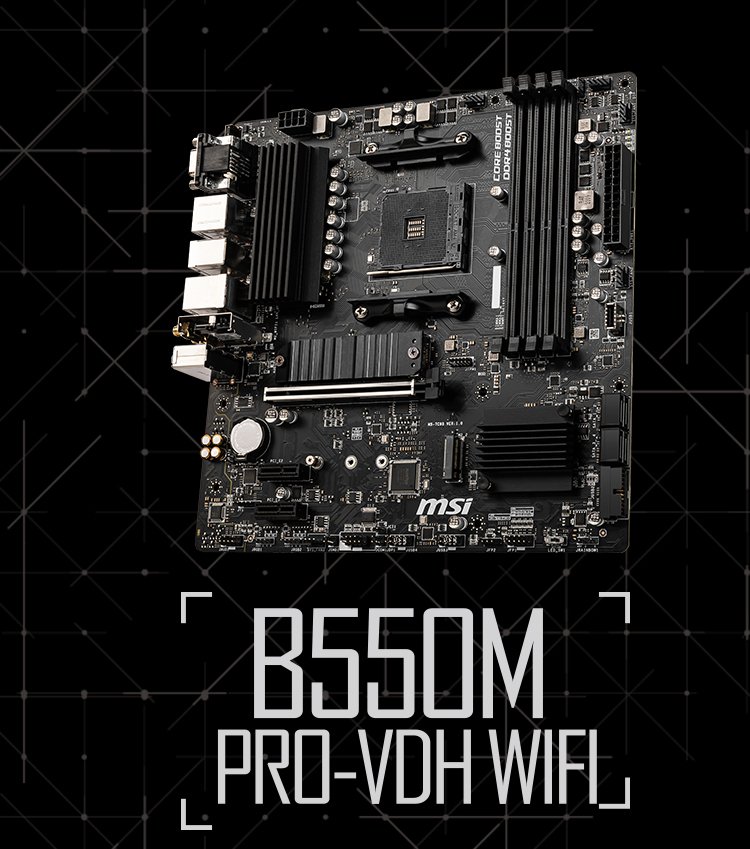 微星msi b550m pro-vdh wifi r5 3500x板u套装