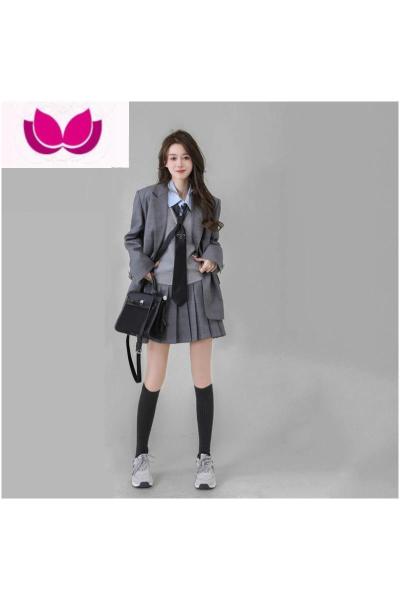 七斓春装jk制服美式复古校园裙学院风套装裙女衬衫半身裙西装套装