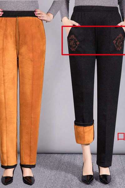 迪鲁奥(DILUAO)40岁50岁妈妈穿的裤子中老年女裤厚款保暖高腰弹力宽松外穿老人棉裤冬季松紧妈妈裤