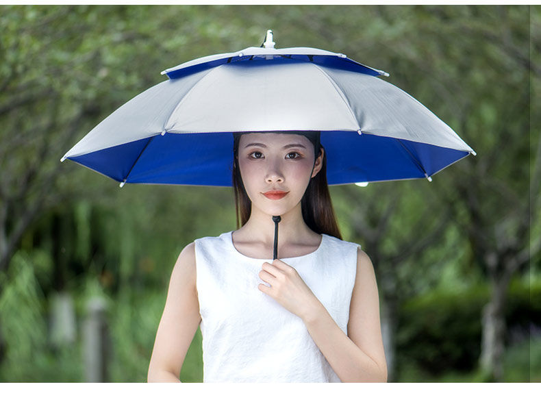 双层遮雨遮阳采茶防紫外线晴雨伞帽头戴伞帽子伞钓鱼伞遮阳帽伞儿童款