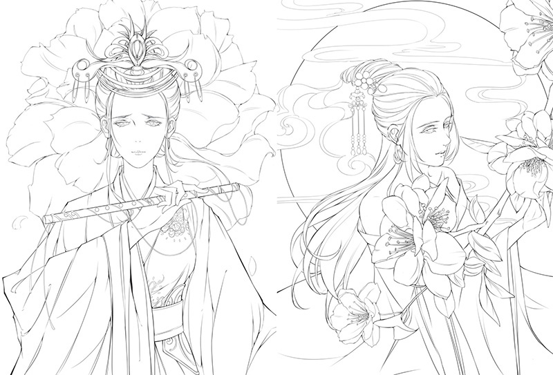 1001浮生赋贰·丹青录古风仙侠涂色素描集