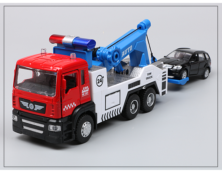 合金救援车道路清障车拖车平板车运输卡车工程车模型儿童玩具汽车