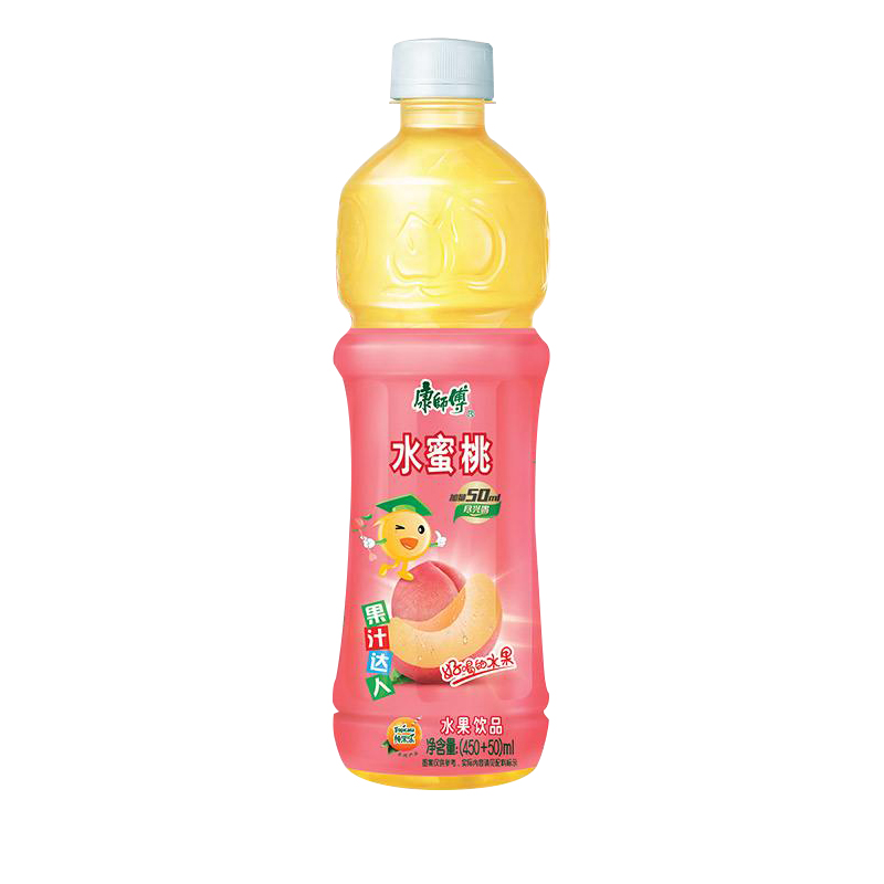 康师傅鲜果橙水晶葡萄水蜜桃水果味饮料500ml15瓶装果味饮品