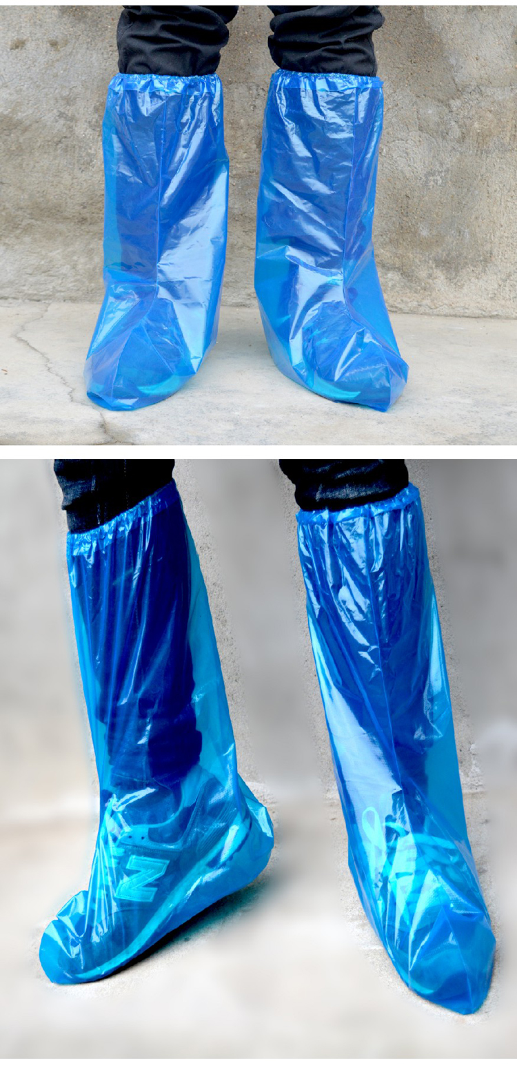 一次性鞋套米魁防水雨天加厚长筒养殖场靴套防滑户外漂流耐磨塑料脚套