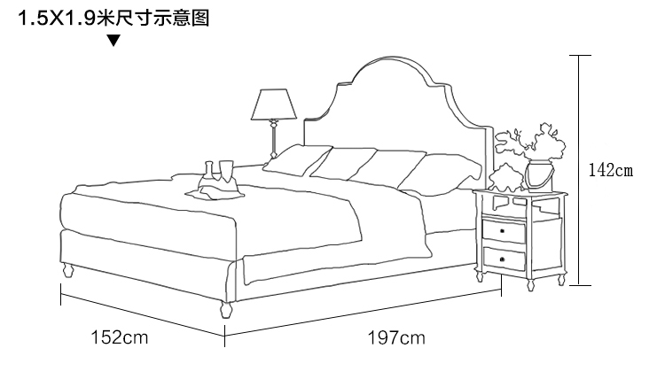 1 轻奢简约现代软包床北欧小户型布艺