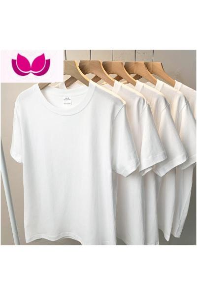 七斓新疆棉正肩白色短袖T恤女装2023年圆领夏季内搭体恤上衣