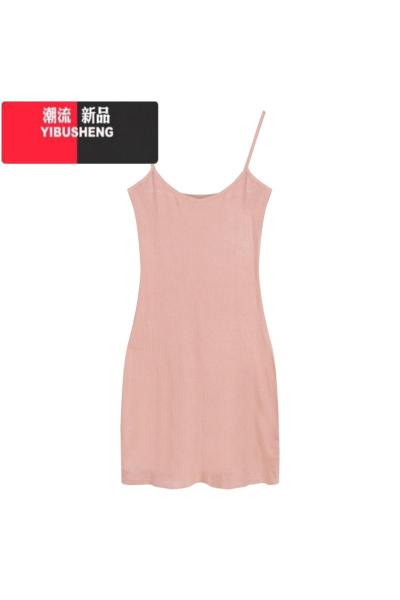 YIBUSHENG粉色露背吊带连衣裙女季纯欲风裙子甜辣妹海边性感收腰包臀短裙