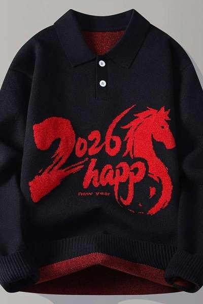 花花公子新款高品质[新款] 2025年秋冬款翻领针织毛衣男