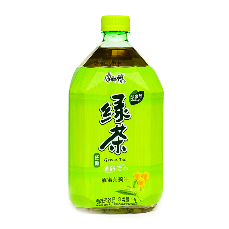 康师傅绿茶1l12瓶大瓶绿茶康师傅蜂蜜茉莉味家庭装餐饮1l12瓶1件