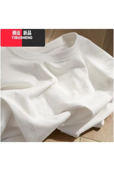 YIBUSHENG美式t恤女正肩季设计感小众宽松短袖体恤港味chic上衣