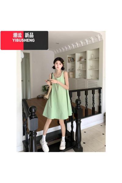 YIBUSHENG多巴胺穿搭吊带连衣裙女季甜美风宽松减龄A字裙短裙子