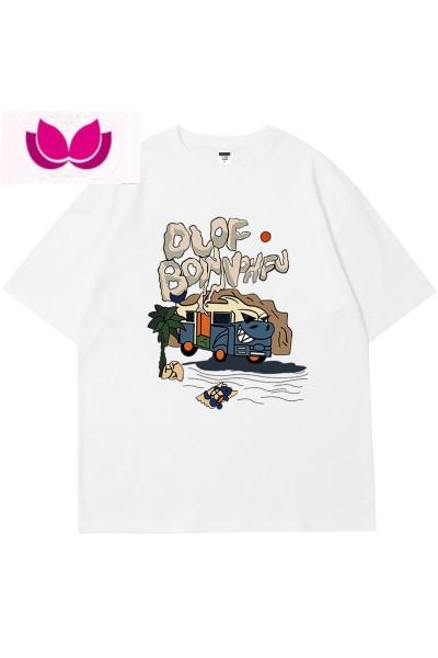 七斓周雨彤同款美式复古卡通t恤女短袖oversize小众高街潮牌ins上衣服