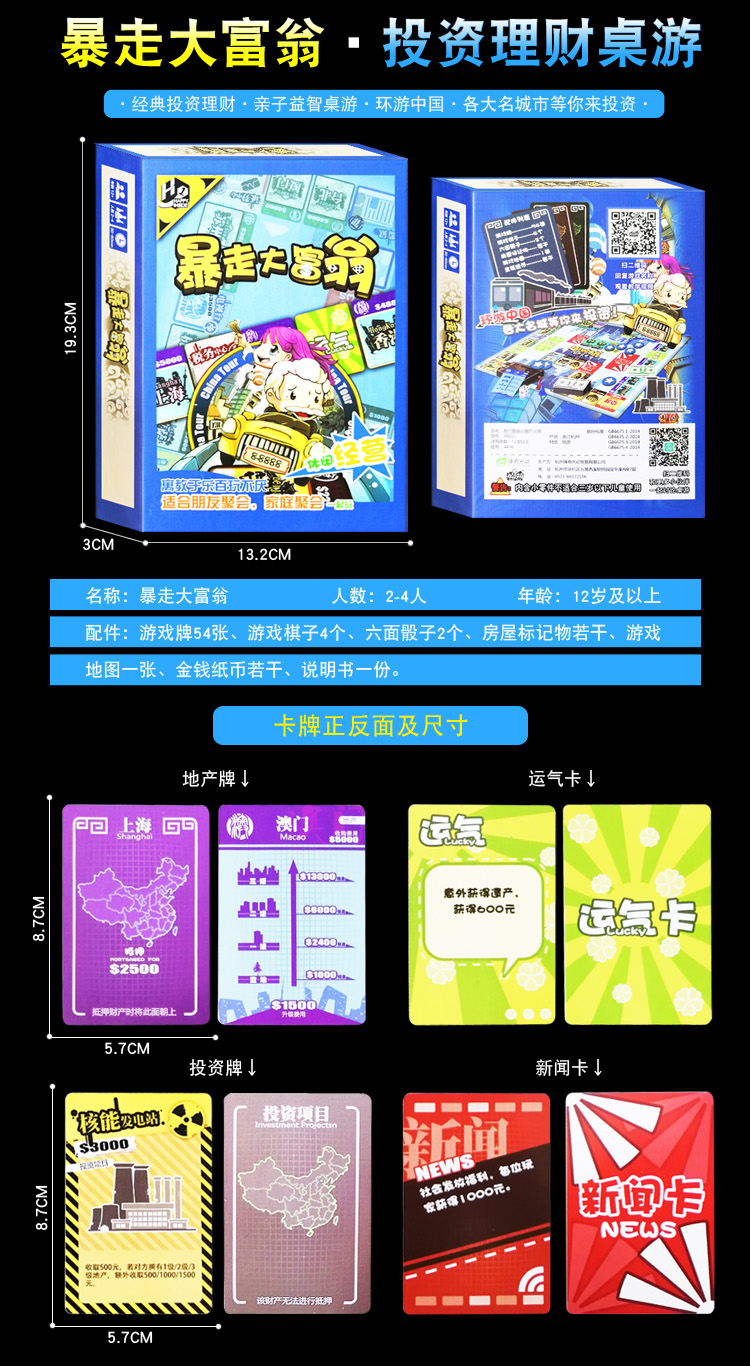 桌游卡牌大富翁游戏暴走大富翁地产大亨地产富翁学生休闲聚会游戏