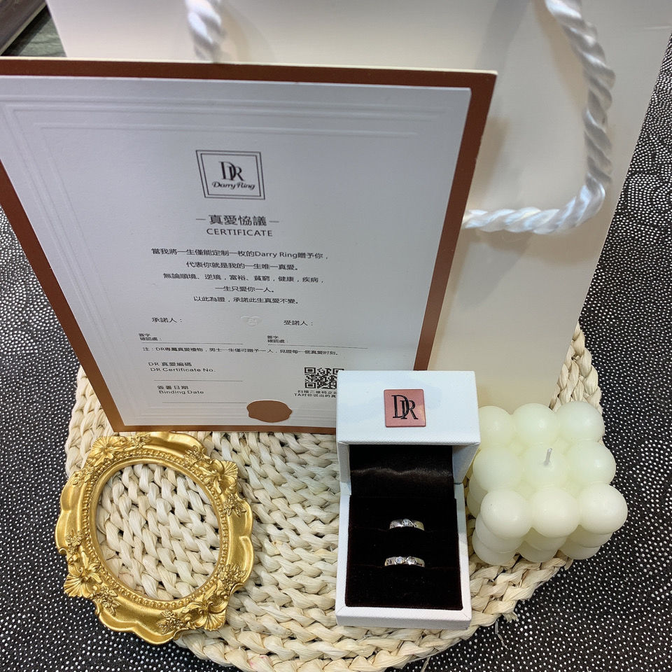 dr仿真together一心一意钻戒s925我们结婚吧对戒情侣签名势爱证书dr