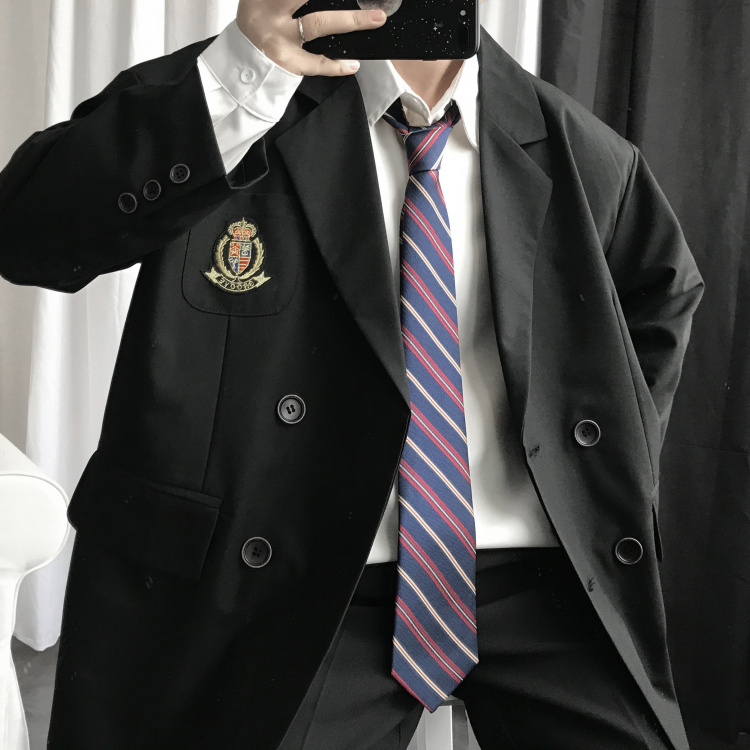 suntek上野自制/ 春九分袖小西装男女学生dk徽章制服西服外套薄款上衣